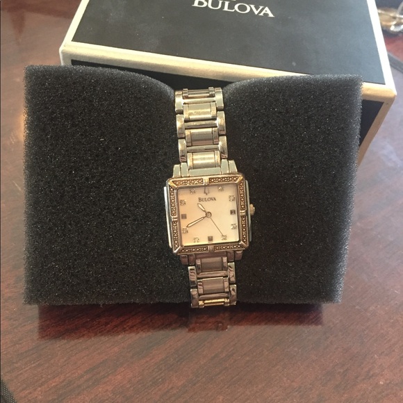 Bulova watch  stainless steal with diamonds